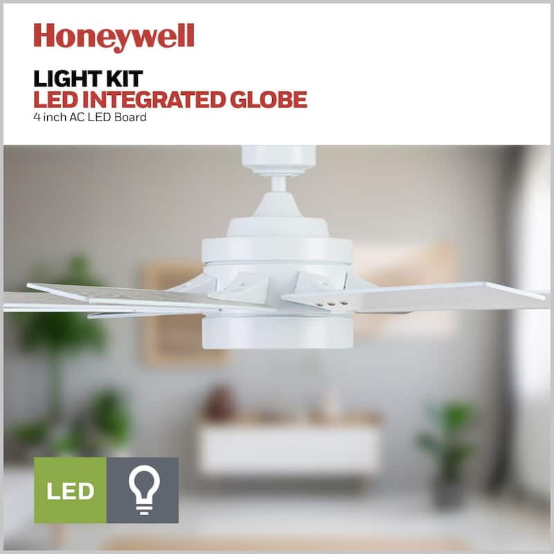 62" Honeywell Xerxes Indoor Modern Ceiling Fan with Remote, Bright White On Sale Bed Bath